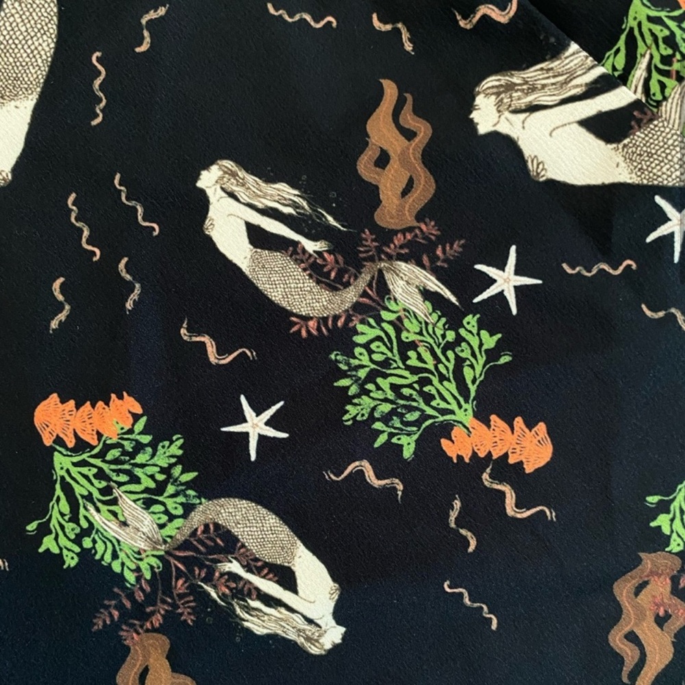 NWT Zara Black Satin Slip Dress Spaghetti Straps Mermaid Print Sexy Mini Size S - Picture 13 of 13